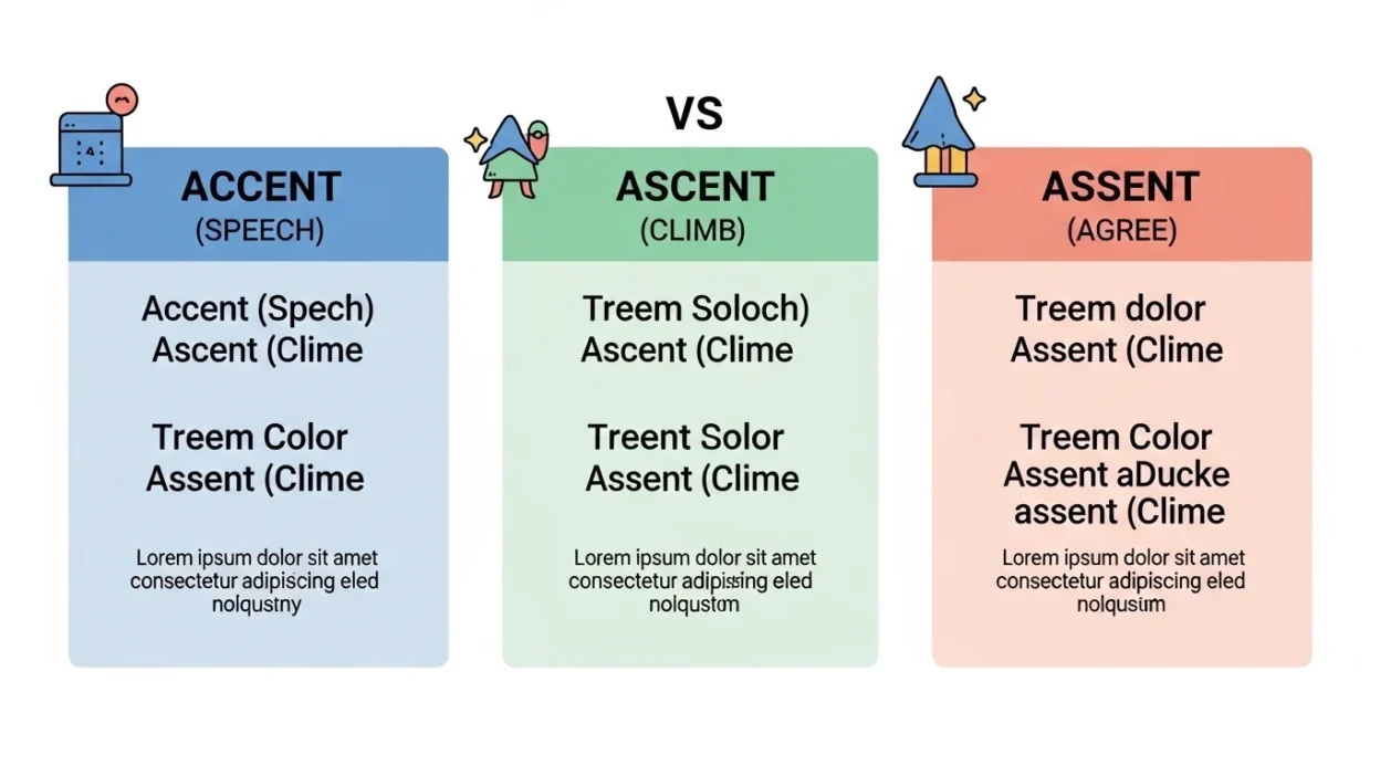 Accent vs Ascent vs Assent