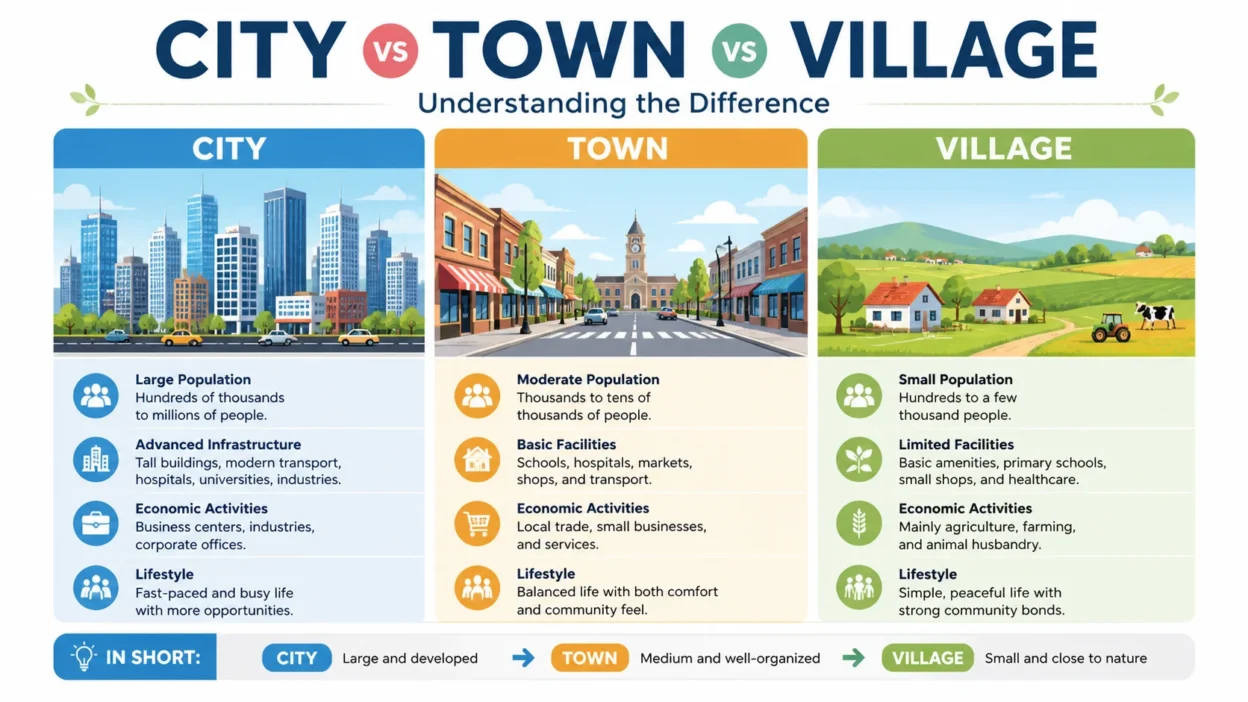 City vs Town vs Village